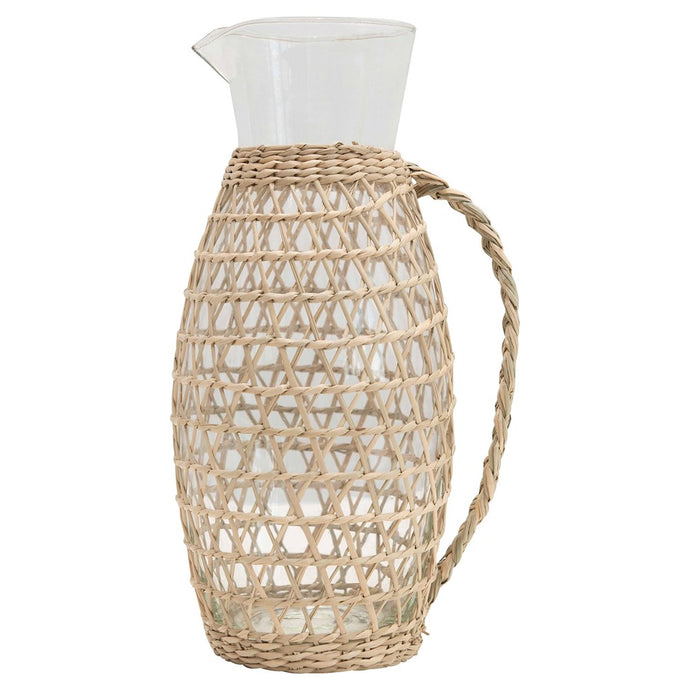 Seagrass Weave Glass Pitcher