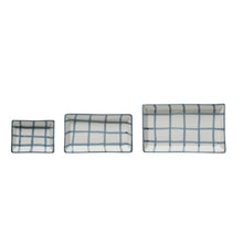 Load image into Gallery viewer, Blue &amp; White Plaid Stoneware Set